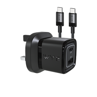 32W Dual Port USB-C & USB-A Charging Kit with USB-C to USB-C Cable (Gan III)