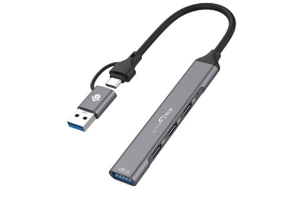 WYEFLOW 3 x Multi USB-C & 1 x USB 3.0 (5 Gbps) Ultra Fast Hub with 2-In-1 Connectors (A+C) 10 Times Faster than USB 2.0