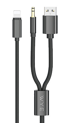8-PIN TO USB-A & 3.5mm AUX CABLE