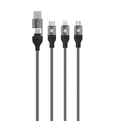 WYEFLOW 6-IN1 Aluminum Alloy Braided 60W Super Fast Charging Cable 1.2m