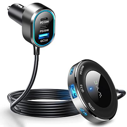100W In-Car Charger with Multi-Port Extended Charging Hub