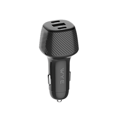 103W Fiber Carbon Design In-Car Charger with USB-A and Dual USB-C Ports