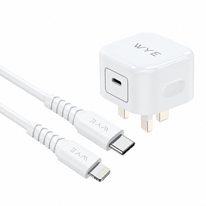 GaN 20W USB-C Power Adaptor with USB-C to 8-Pin 1m Cable
