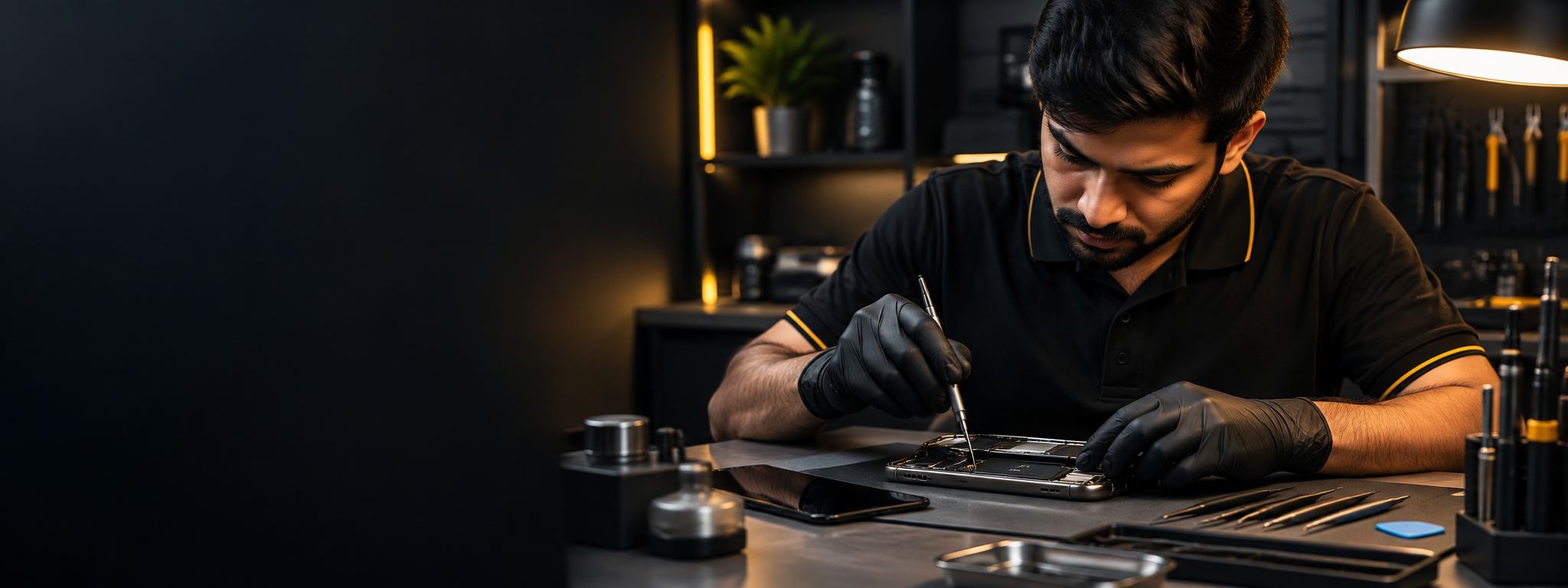 Technician repairing a phone